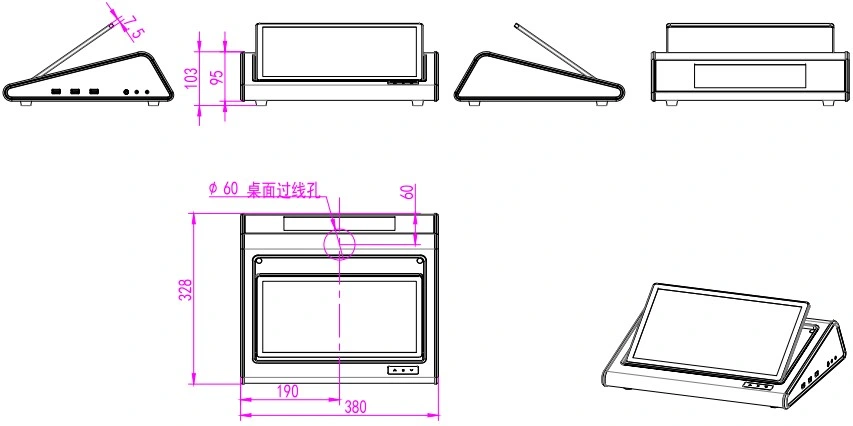 13.3′′ Slim LCD Monitor Motorized Foldable with HD Touch Screen