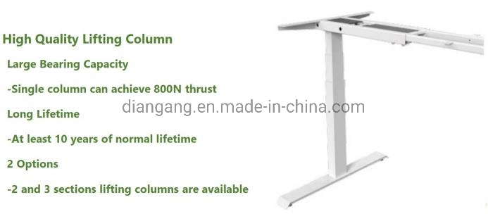 2, 3 Tiers Column Dual Motors Rectangle Top T Shape Active Workspace Height Adjustable Table Desk