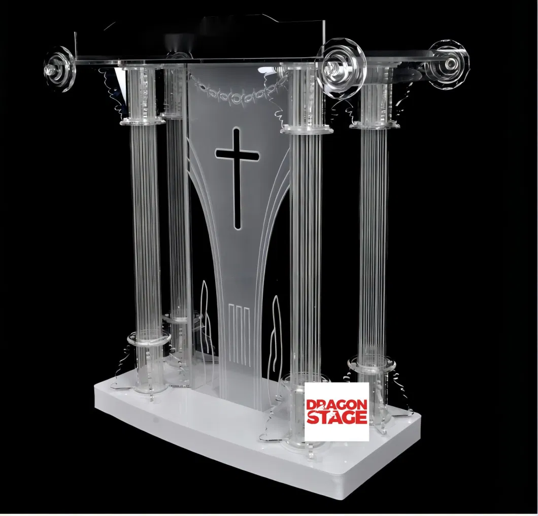 Dragonstage Acrylic Podium Plexiglass Pulpit Conference School Church Lectern with LED Light