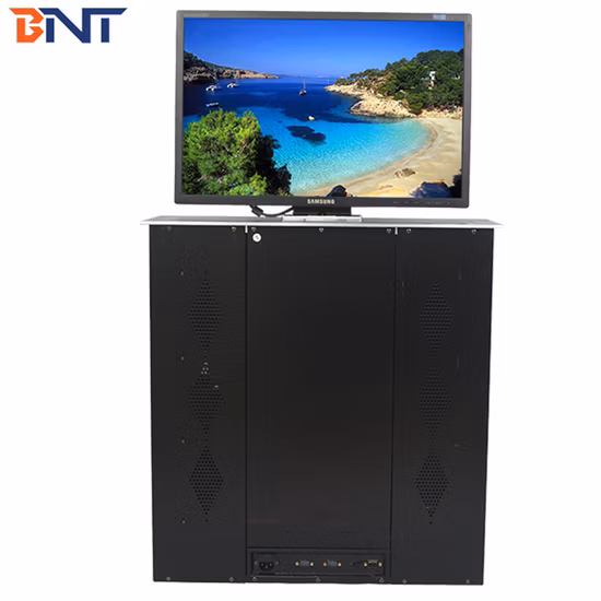 Um 16 Grad nach vorne klappbarer Konferenztisch. 21,5-Zoll-Monitorlift mit automatischem, motorisiertem, ausfahrbarem Bildschirm