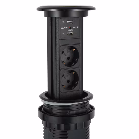 Aluminium-Desktop-Steckdose, Aluminium-Einbausteckdose mit USB