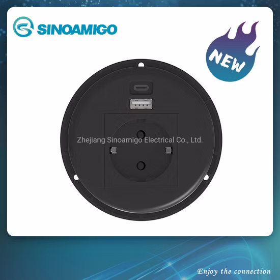 Runde Tischsteckdose für den Arbeitsplatz mit Typ-C-USB-Ladegerät